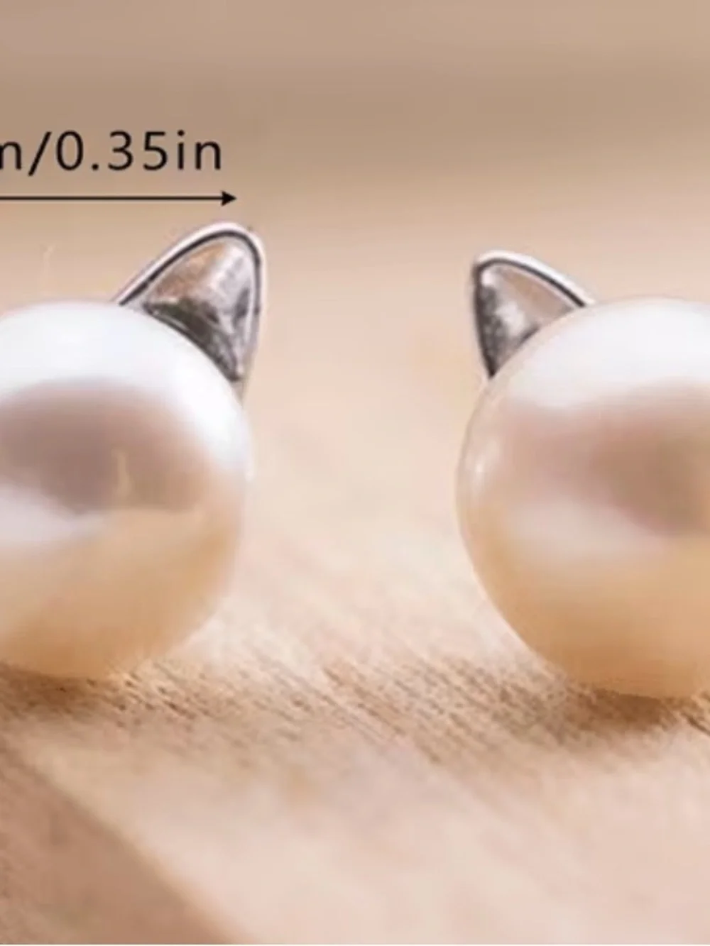 Pearl Cat Ear Stud Earrings Women's bling